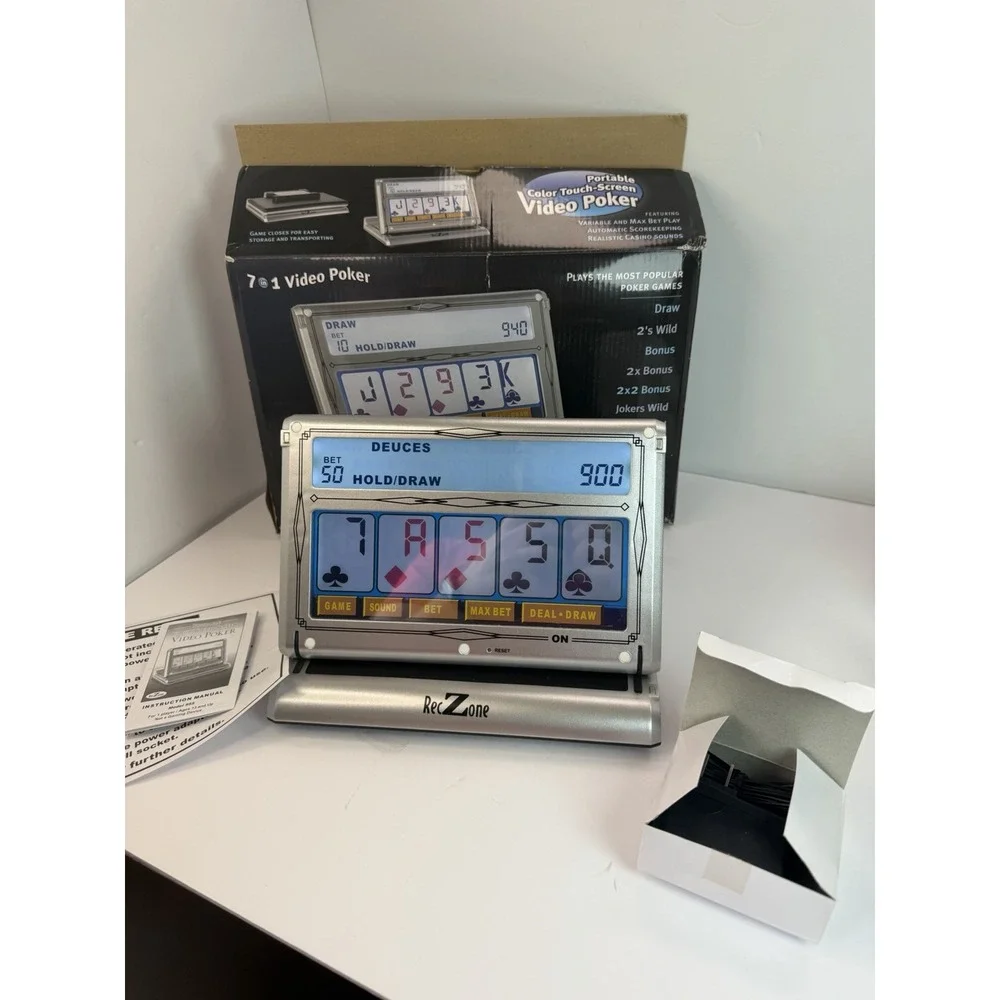 RecZone Portable Color Touch Screen 7 In 1 Video Poker Electronic Tabletop Game